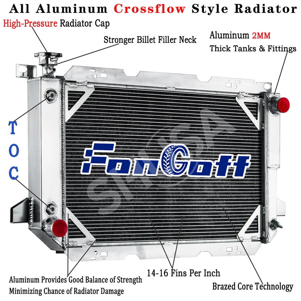 3 Row Aluminum Radiator For 85-1997 96 Ford Bronco F150 F250 F350 5.0L 5.8L 7.5L - Изображение 2 из 4