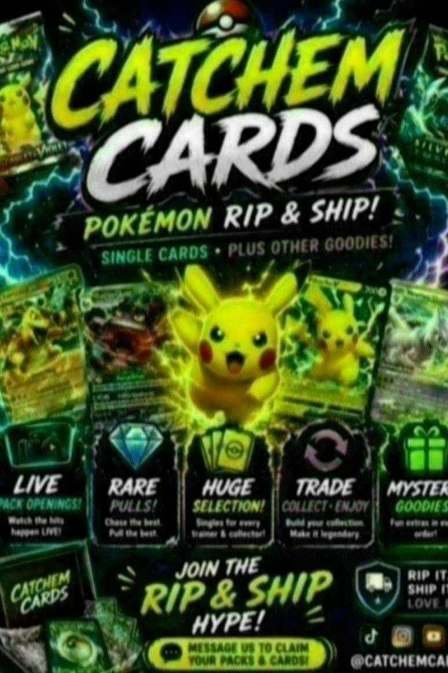 Catchem Cards Rip & Ship,151 tins, Single Cards, first partner illustration