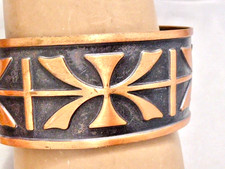 Vintage WIDE CUFF BRACELET STAMPED BELL SOLID COPPER BRACELET 1960'S