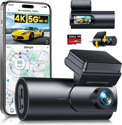 Dashcam 4K Auto Kamera vorne hinten 64GB 170 Grad Weitwinkel Autokamera Nachtsi