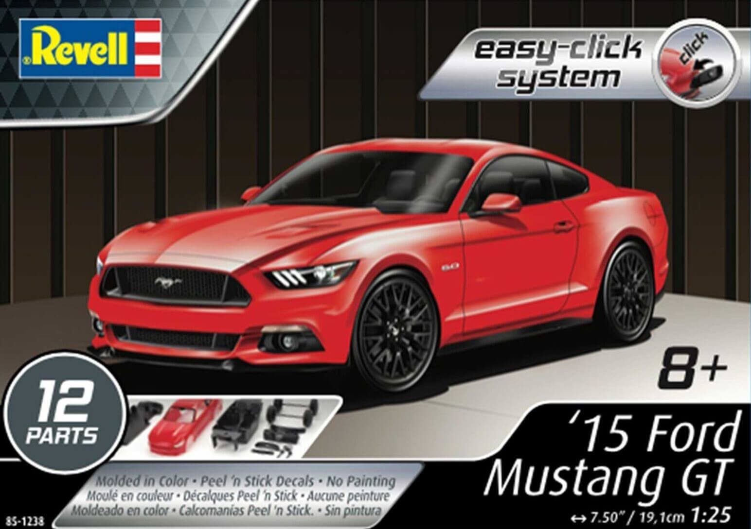 Revell 1/25 2015 Ford Mustang GT Red Plastic Model Kit