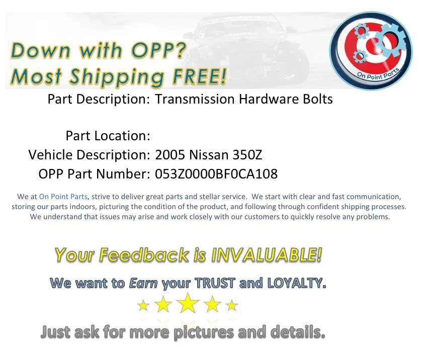 Nissan 350Z 2005 transmisión automática herrajes pernos OEM 12BF0CA Foto 4 de 4