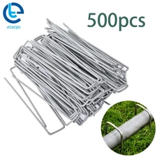 6" 11 Gauge Landscape Staples Garden Stakes Galvanized Sod Staples 500 Pack