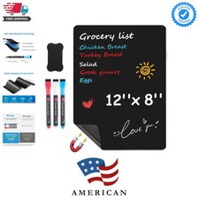 Magnetic Black Dry Erase Board Sheet 12"x8" for Refrigerator, Small Fridge Ma...
