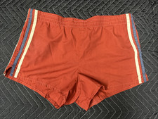 VTG 70s Red Jantzen Men s Swim Shorts 32 Short Striped Athletic Gym USA Made