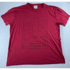 Maker's Mark Red Graphic T-Shirt Mens XL Whiskey Bottle Logo Tee