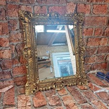 Vintage Gold Ornate Wall Mirror 14.5 x 17 Inches Aprox