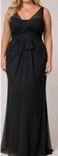 White Vera Wang Gown 16 Roman Drape  BLK Chiffon Mother Bride Bridesmaid  Event 