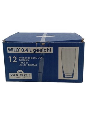 Van Well Trinkbecher WILLY 12er Set 0, 4L geeicht Glas Transparent