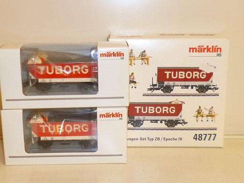 Märklin H0: 48777 Juego de vagones de cerveza Tuborg tipo ZB, Ep IV, con figuras Preiser, embalaje original | Zustand: Gebraucht