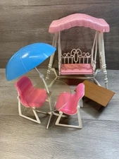 Mattel 1977 Barbie Doll Dream Patio Furniture Lot Collection Swing, Table/Chairs
