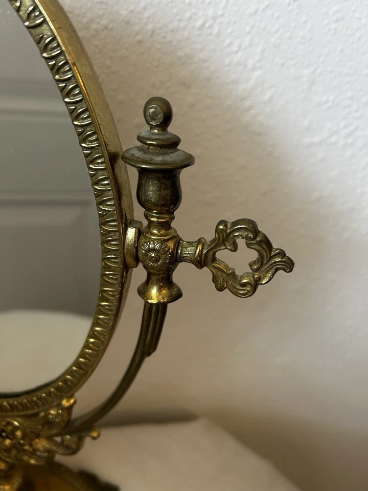 Espejo giratorio tocador francés antiguo barroco victoriano ornamentado Foto 3 de 4