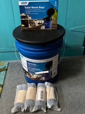 NEW CAMCO 5 GAL TOILET BUCKET W/SEAT  63 TOILET WASTE BAGS CAMPING HIKING