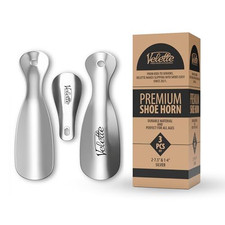 Velette Metal Shoehorn 3 Pack - 7.5" and 4" Stainless Steel Short Shoe Horn