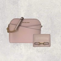 Michael Kors Tasche UmhäNgetasche GeldböRse Jet Set Travel Carson Rosa Leder Neu