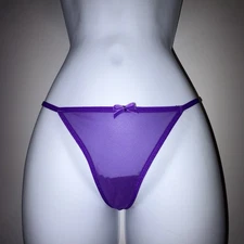 Victoria's Secret Vintage Panties Panty  Purple See Through Thong New One Size