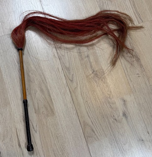 Vintage Military Style Horse Hair Fly Whip Whisk Equestrian Red Color Antique