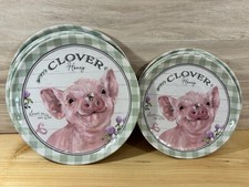 Summer Melamine Piggy Plates Clover Honey Sweet As Can Bee 4 Dinner & 4 Lunch