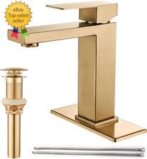 Brushed Gold Bathroom Faucet, Golden Single Hole Vanity Bath Faucet, Single Hand