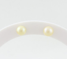 14k Yellow Gold 6mm Freshwater Pearl Earrings Stud Post 1/4"
