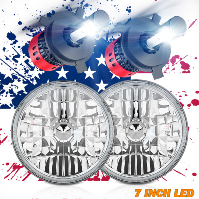For Ford Mustang 1965-1978 7'' INCH Round LED Headlights Halo DRL Angel Eyes Pair