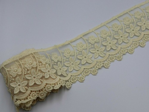 3 D 1 Yard Two Layers Chiffon and Cotton Lace Trim For Wedding And Embellishment - Picture 27 of 51