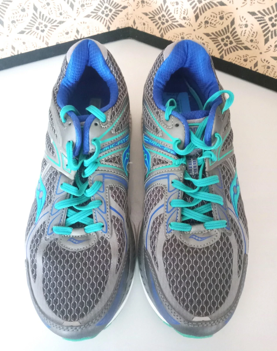 SAUCONY Echelon 5 Running Walking Shoe Sz 10.5 8 Purple Silver Power Grid EUC