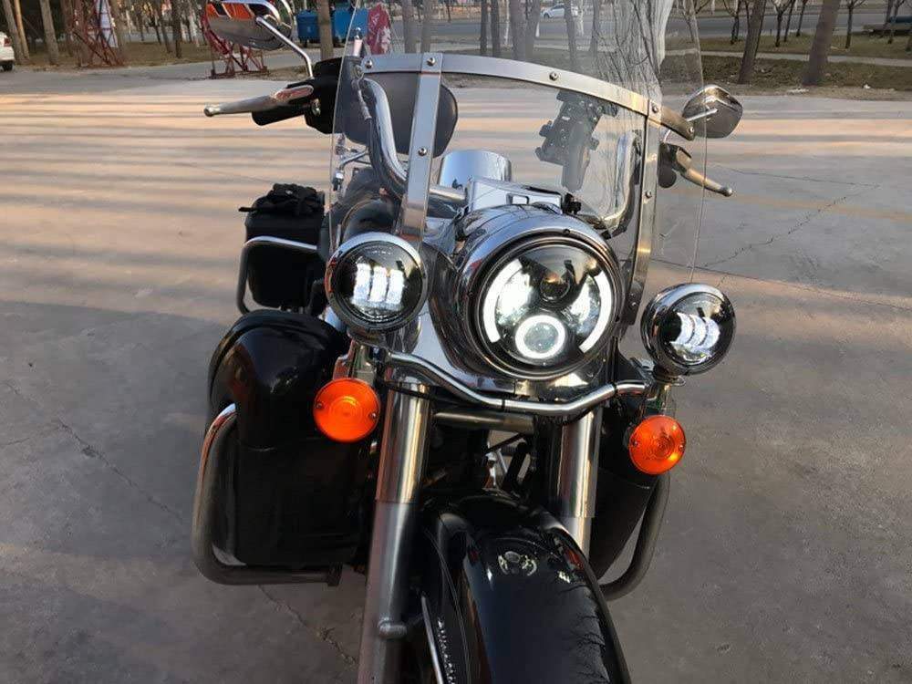 Phare LED Moto 7 Pouces BraveWAY E-Mark Hi/Lo Beam DRL Clignotant - Compatible Harley Touring Road King