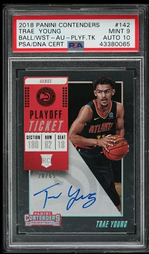 2018 Panini Contenders /65 TRAE YOUNG #142 PSA 9 Mint 10 Auto Autograph Rookie 