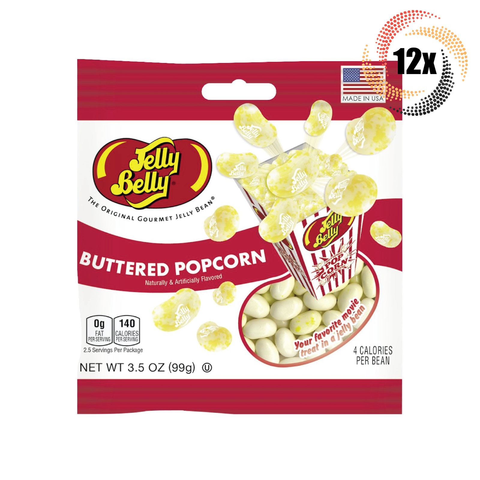 Полная коробка из 12 пакетиков Конфеты со вкусом попкорна Jelly Belly Beans и маслом 35 унции 9790₽