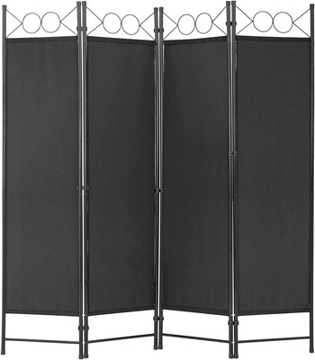 4 Panel Room Divider 6FT Steel Frame Screen Folding Privacy Divider Freestanding