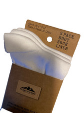 Men's NWT Northwest Territory 3 Pack Boot Sock Liner White Sz 9-12
