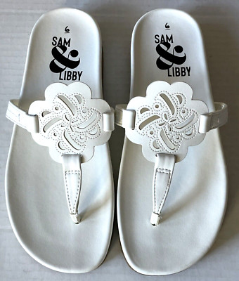 Sam & Libby White Thong Sandals or Flip Flops - Alexandra Women's Size 6 New