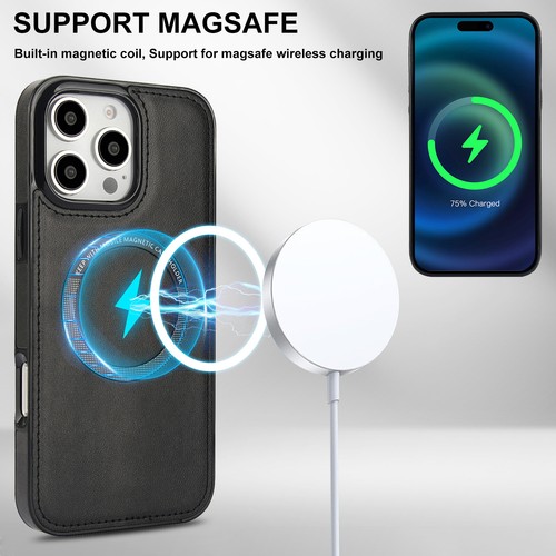 2-in-1 Leather Flip Wallet Magnetic Case Fr iPhone 16 Pro Max/16E/15/14/13/12/11 - Picture 18 of 66