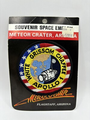 Vtg Apollo 1 NASA Grissom White Chaffee 3.25'' Patch Meteor Crater Arizona NOS