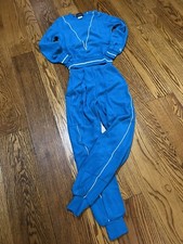 NEW NOS 70's Goola Gong Ladies Acrylic Blue Track Gym Jogging Suit Sz Small