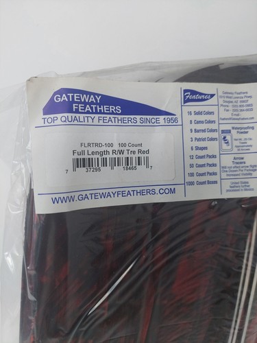 100 Pack Gateway Feathers FULL LENGTH Right Wing: Camo Tre Red: FLRTRD-100 - Picture 2 of 5