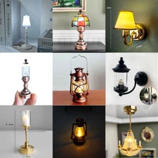2pcs 1:12 Dollhouse Miniature Lamp Mini LED Desk Table Night Light Wall Sconces