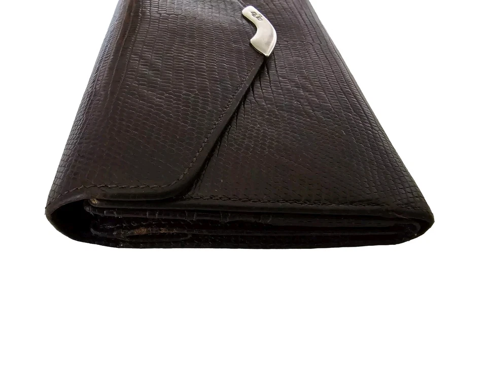 Cartera De Colección Ralph Lauren Caimán Marrón En Relieve Con Punta de Plata Esterlina Foto 4 de 4