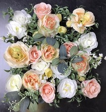 Artificial Silk Fake Rose Flower Heads Bulk Craft for Wedding Party Decor Peach