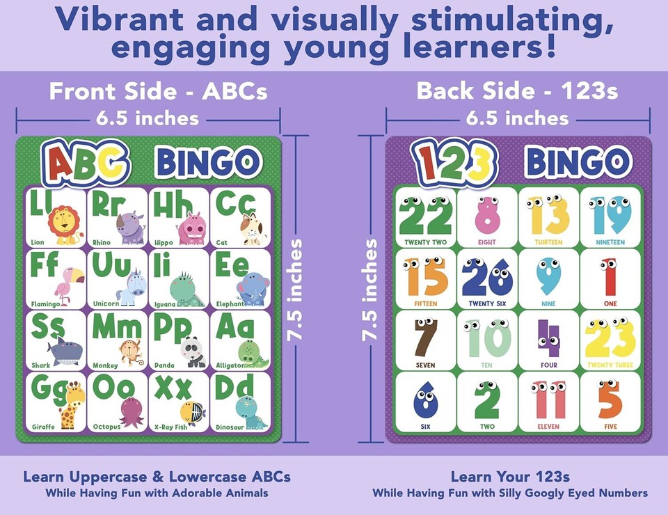 Party Hearty Alphabet and Number, ABC 123 Bingo Board Game Animal