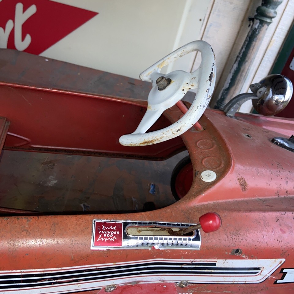 Murray Pedal Car; City Fire Truck Hook and Ladder With Hub Caps 1950s