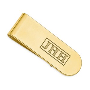 Details About Personalized Custom Engraved Initials Money Clip In Yellow Gold Plated Silver - 