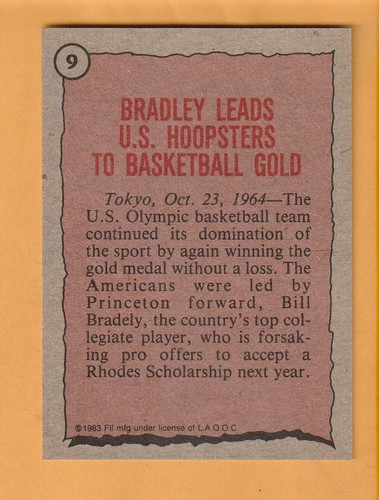 Bill Bradley 1983 Topps History's Greatest Olympians #9 New York Knicks - Picture 2 of 2