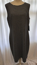 New Chaps Dress Size 16 Striped Sheath Sleeveless Twilight