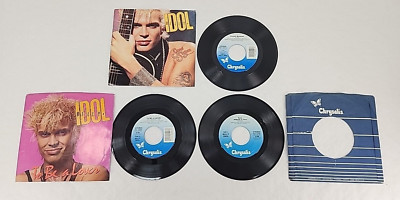 3 Billy Idol Lot Vinyl Records 45 RPM  To Be a Lover Sweet Sixteen Eyes Without