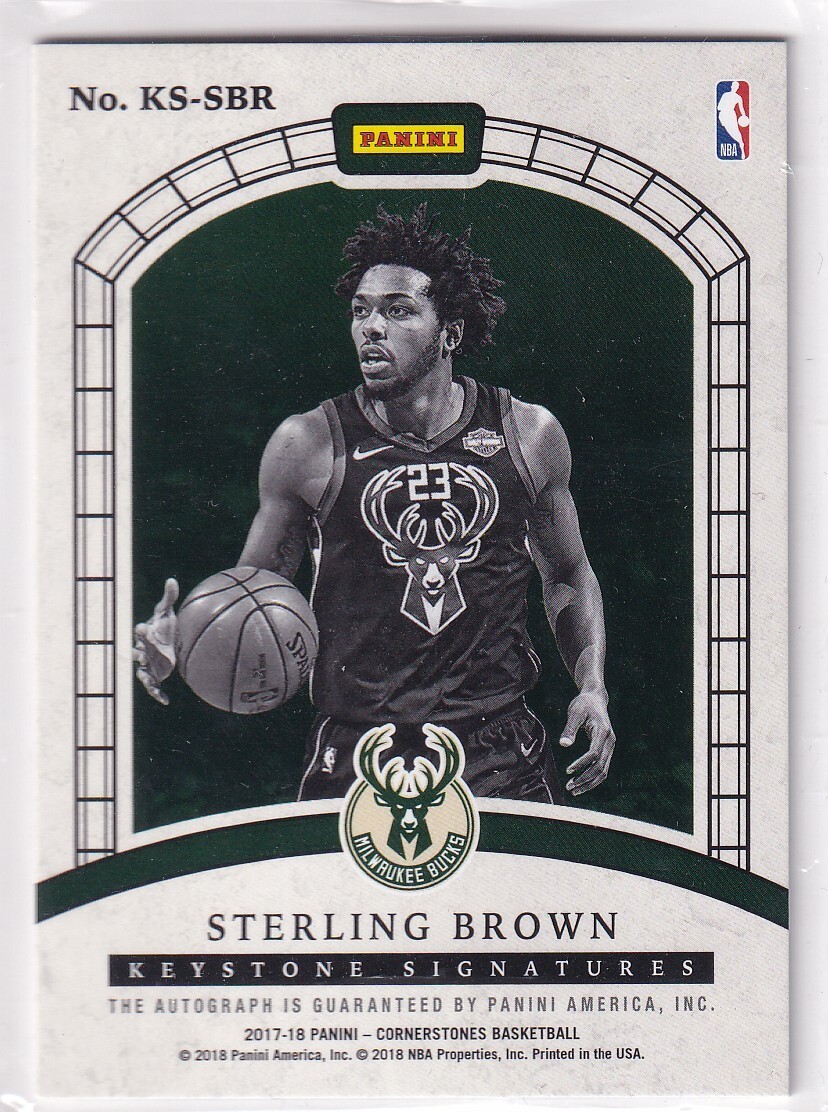 Panini 2017-18 Cornerstones NBA No. KS-SBR Sterling Brown