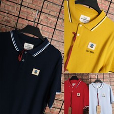 Kent & Curwen Mens Designer Rose Chest Patch Polo Shirt T-Shirt T David Beckham