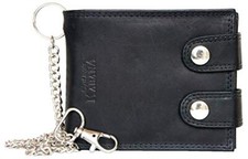 Men's RFID Black Biker's Wallet with 18 Inch Long Metal Chain to Hang
