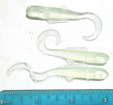 25ct CLEAR with GLOW added 3" CURLY TAIL MINNOWS Grubs Bass Crappie Jig Trailers